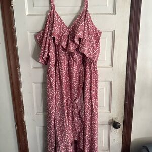 BloomChic Pink Ruffled Tiered Sundress